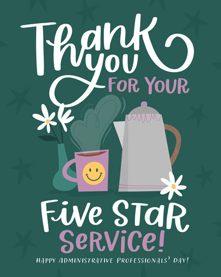 administrative professionals' day admin professional day card thank you for your 5 star service