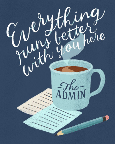 admin professionals' day coffee office sticky notes pencil