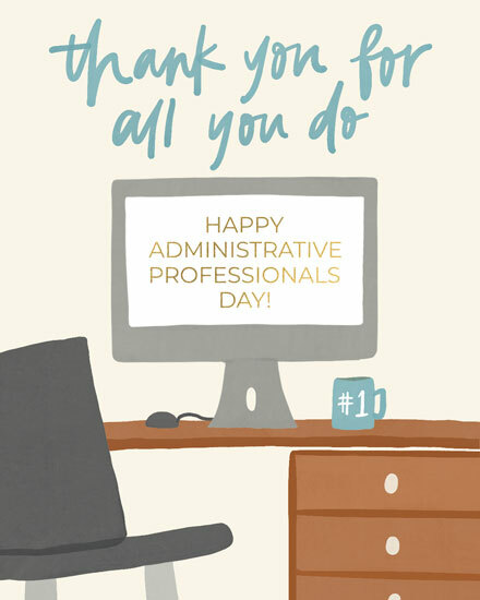 admin professionals' day computer desk thank you coffee chair 