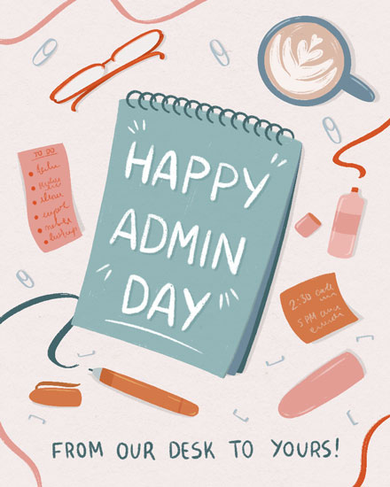 administrative professionals' day administrative professional day card from our desk to yours sticky note