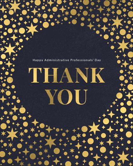 admin professionals' day gold stars thank you