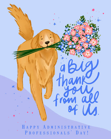 admin professionals' day golden retriever flowers gg thank you