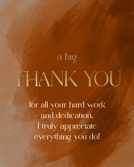 Greeting card with earthy tones and thank you message