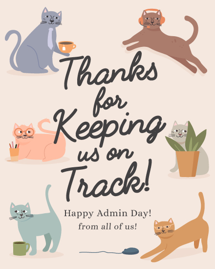 admin professionals' day herding cats cup coffee mouse plant glasses headset