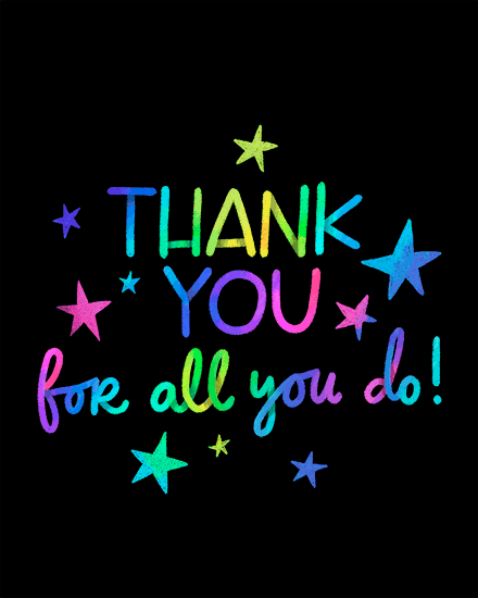 admin professionals' day lettering colors thank you for all you do stars multicolor