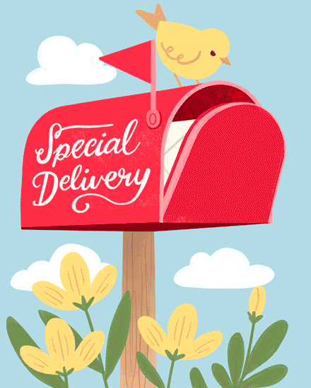 admin professionals' day mailbox special delivery bird plants mail card 