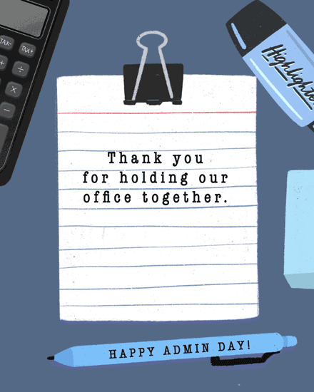 admin professionals' day office notepad clipboard pen paper calculator note