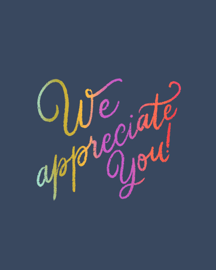 admin professionals' day we appreciate you lettering