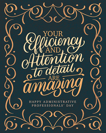 administrative professionals' day administrative professionals day card lettering typography text ornaments curls frame