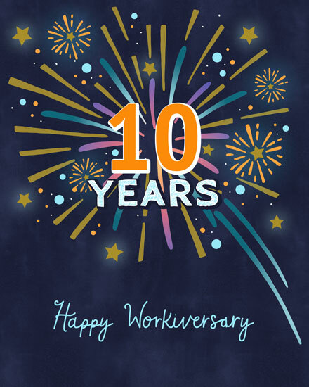 work anniversary 10 years fireworks workiversary