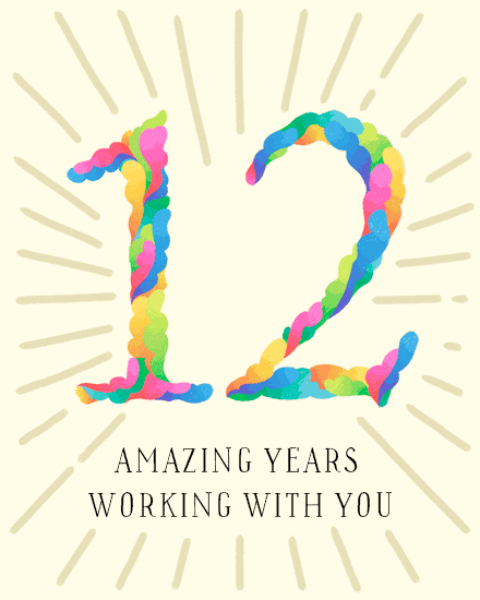 work anniversary 12 colorful numbers