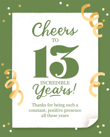work anniversary 13 cheers confetti positive