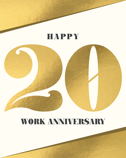 work anniversary 20 big years 20th 20s gold numbers anniv long service