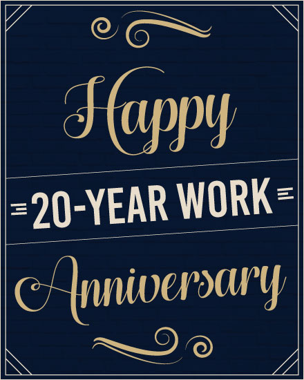 work anniversary anniversary card 20 years 20th 20s twenty  anniv long service