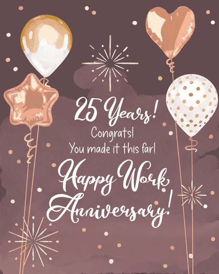 work anniversary 25 years balloons fireworks
