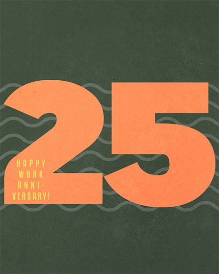 work anniversary card 25th 25 25s wave anniv long service