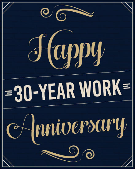 work anniversary anniversary card 30 years navy 30th 30s thirty anniv long service