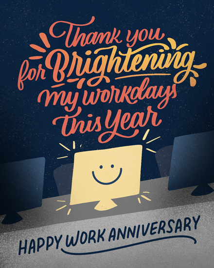 work anniversary brightening my workdays computer desk office 