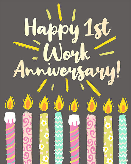 work anniversary candles gold foil flame  anniv
