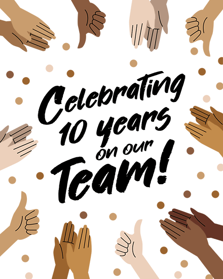 work anniversary celebrating 10 clapping hands 10th long service poc