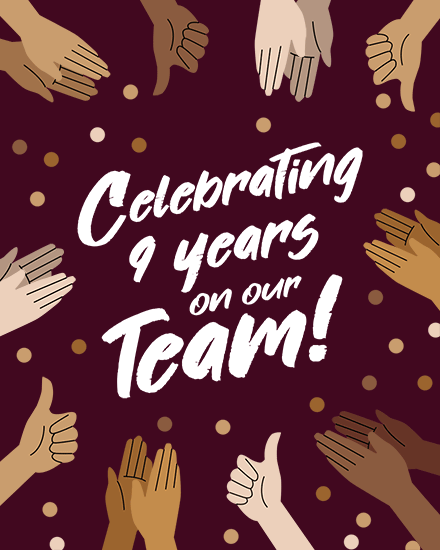 work anniversary celebrating 9 applause clapping poc