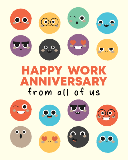 work anniversary anniversary card circle faces anniv
