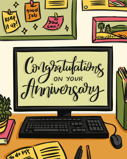 work anniversary anniversary card desktop bulletin board sticky note anniv
