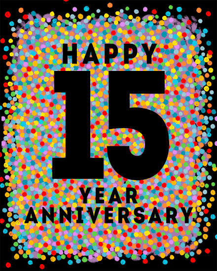 work anniversary card dots 15 year 15s 15th confetti anniv long service
