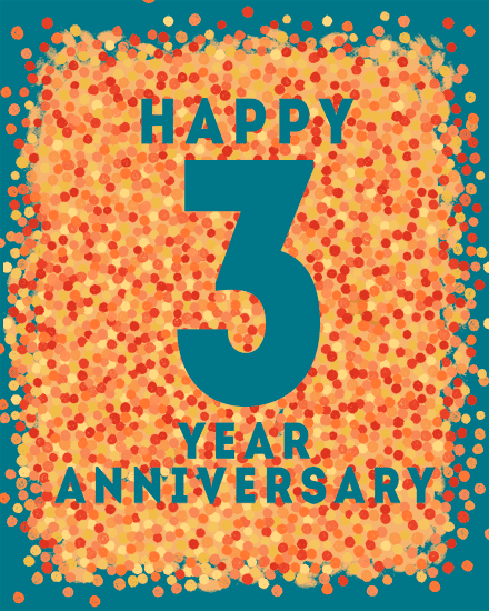 dots 3 year work anniversary 3rd card confetti anniv