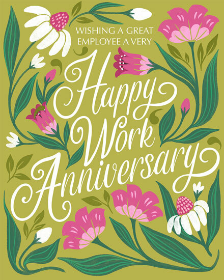 work anniversary floral typography employee flowers plants