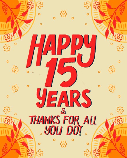 work anniversary anniversary card happy 15 years 15th fifteen 15s anniv long service