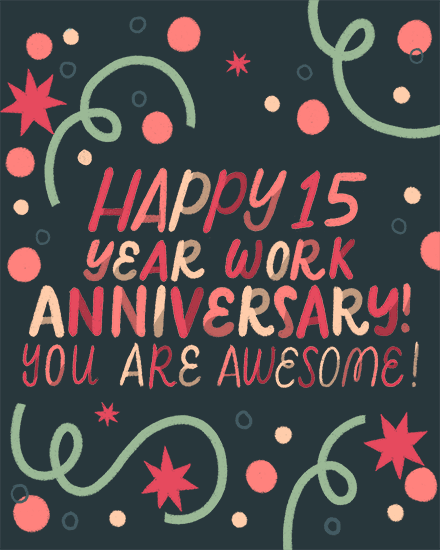 work anniversary card happy 15 year confetti  anniv long service