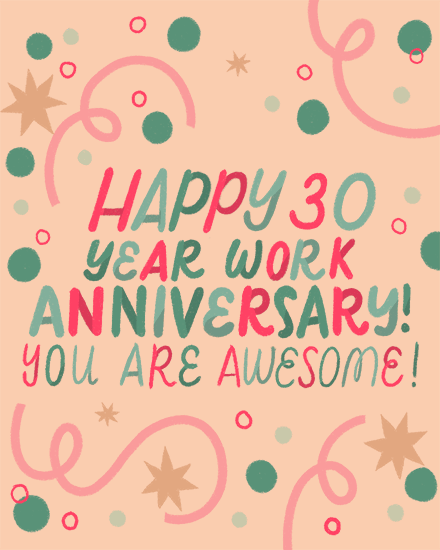 work anniversary card happy 30 30s 30th year confetti  anniv long service