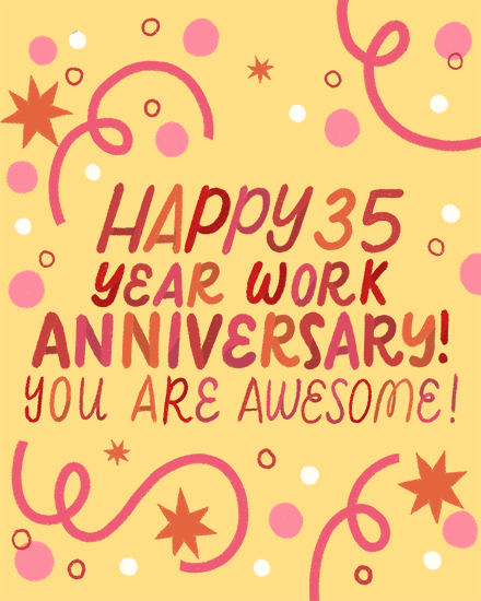 work anniversary card happy 35 year confetti shapes 35th 35s anniv long service