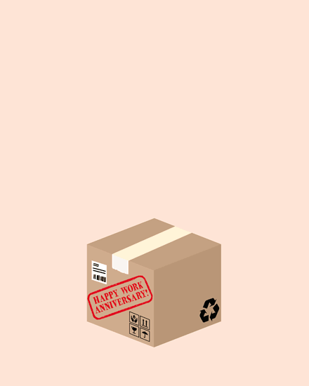 work anniversary special delivery package parcel mail 3 six cardboard box foil balloons confetti surprise anniv