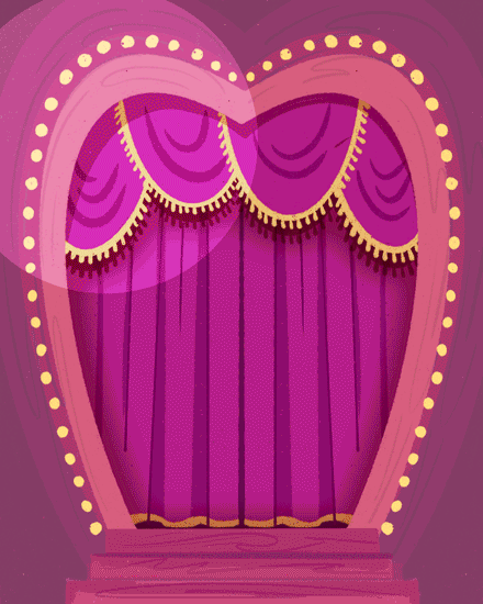 work anniversary theater stage cake lights spotlight star ribbon perform theatre anniv