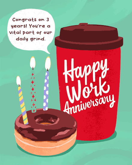 work anniversary tim hortons coffee donut 3 candles donut coffee