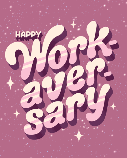 work anniversary workaversary lettering sparkles stars  pink