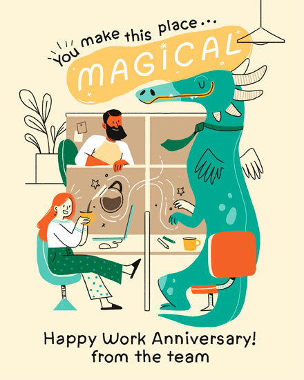 work anniversary you make this place magical team dragon coffee man woman cubicles anniv