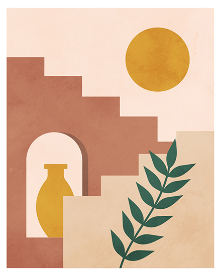 any boho stairs vase plant leaves sun blank