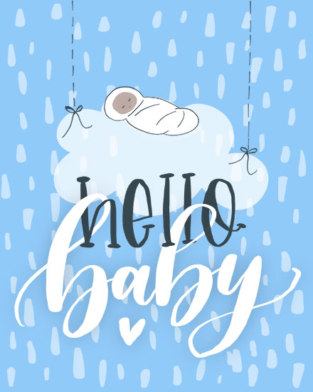 congratulations card baby boy on cloud arrival