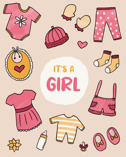 baby card its a girl baby clothes arrival