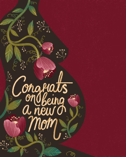 baby card bump flowers parental leave childbirth mum to be