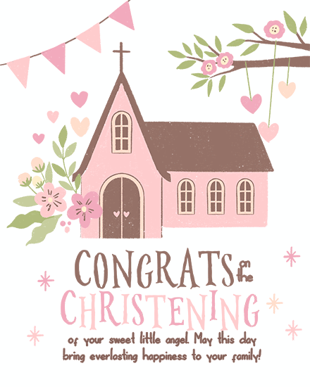 baby church girl christening heart star flower bunting