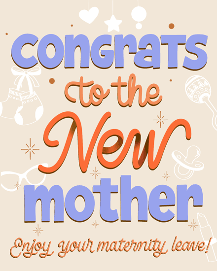 baby congrats new mother lettering maternity leave