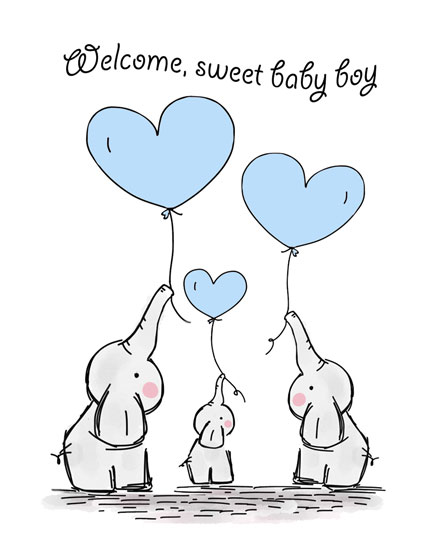 baby card elephant family baby boy arrival