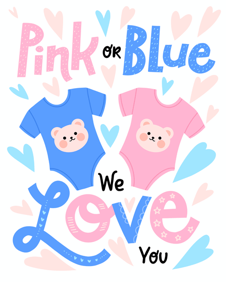 baby gender reveal onesies flower heart bear cute card arrival
