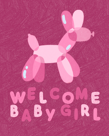 baby girl dog balloon welcome  arrival