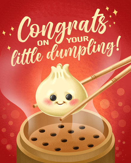 baby card little dumpling arrival