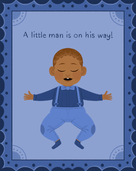 baby card little man boy blue arrival